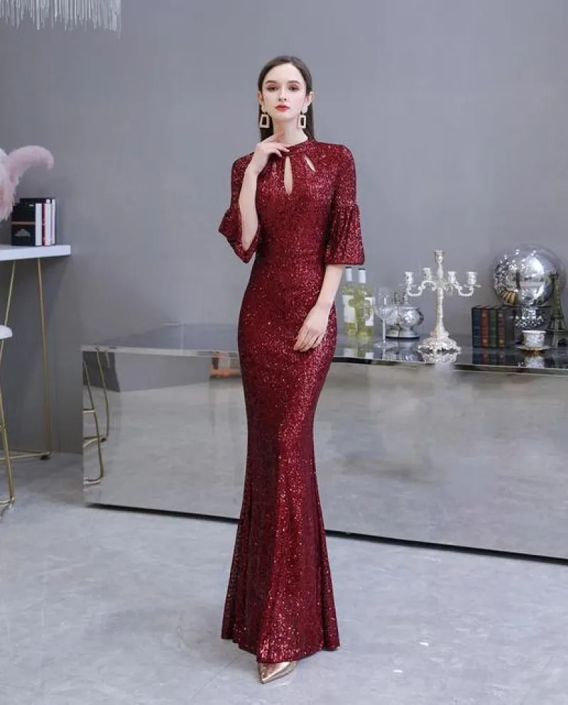 14321 iena Rosso Elegante Abiti Da Cocktail Moda Semplice Scava Fuori Ricamato In Rilievo Fishtail Abito Abito Vestido De Cok