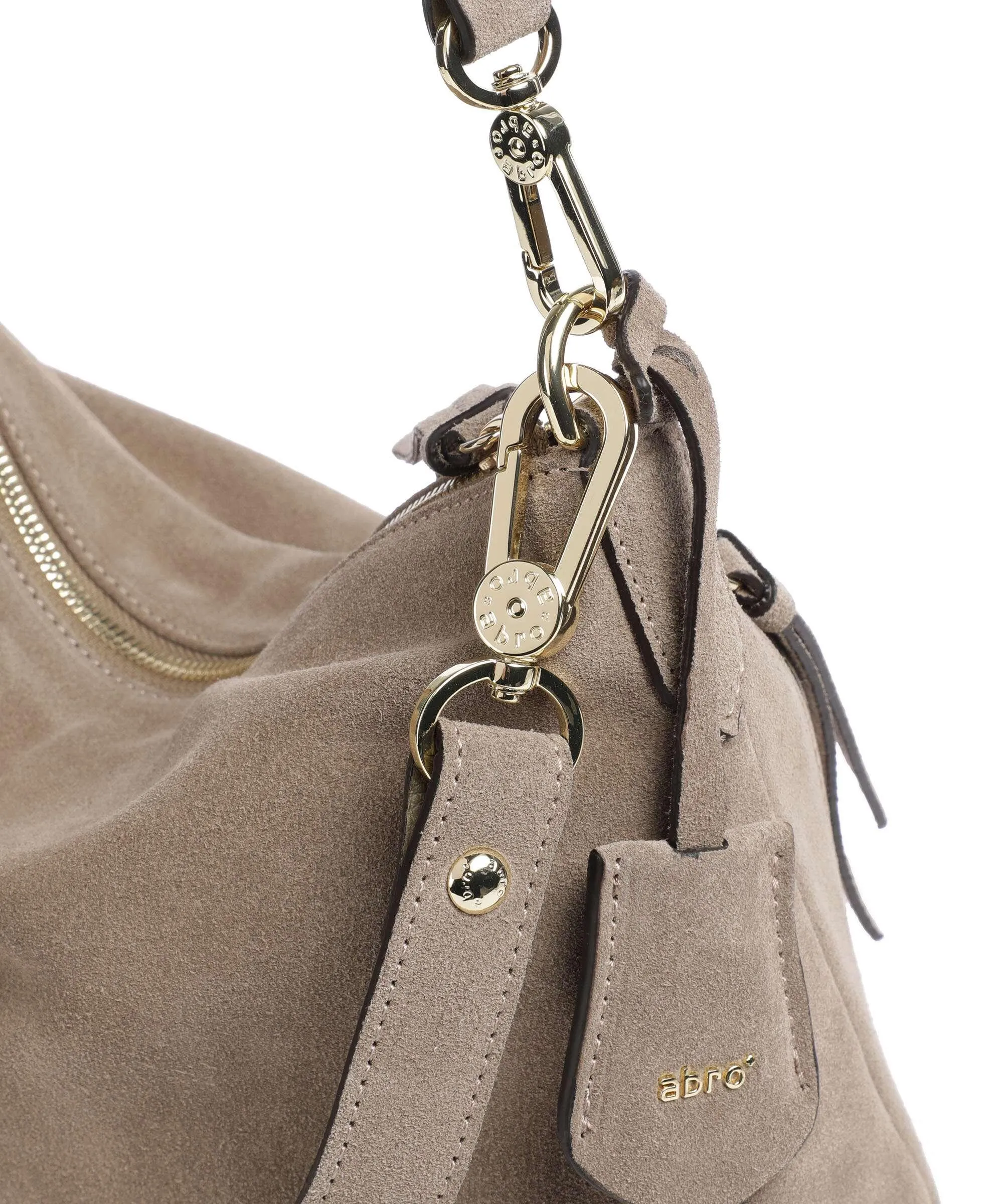  Abro Suede Juna Borsa hobo pelle bovina ruvida beige  