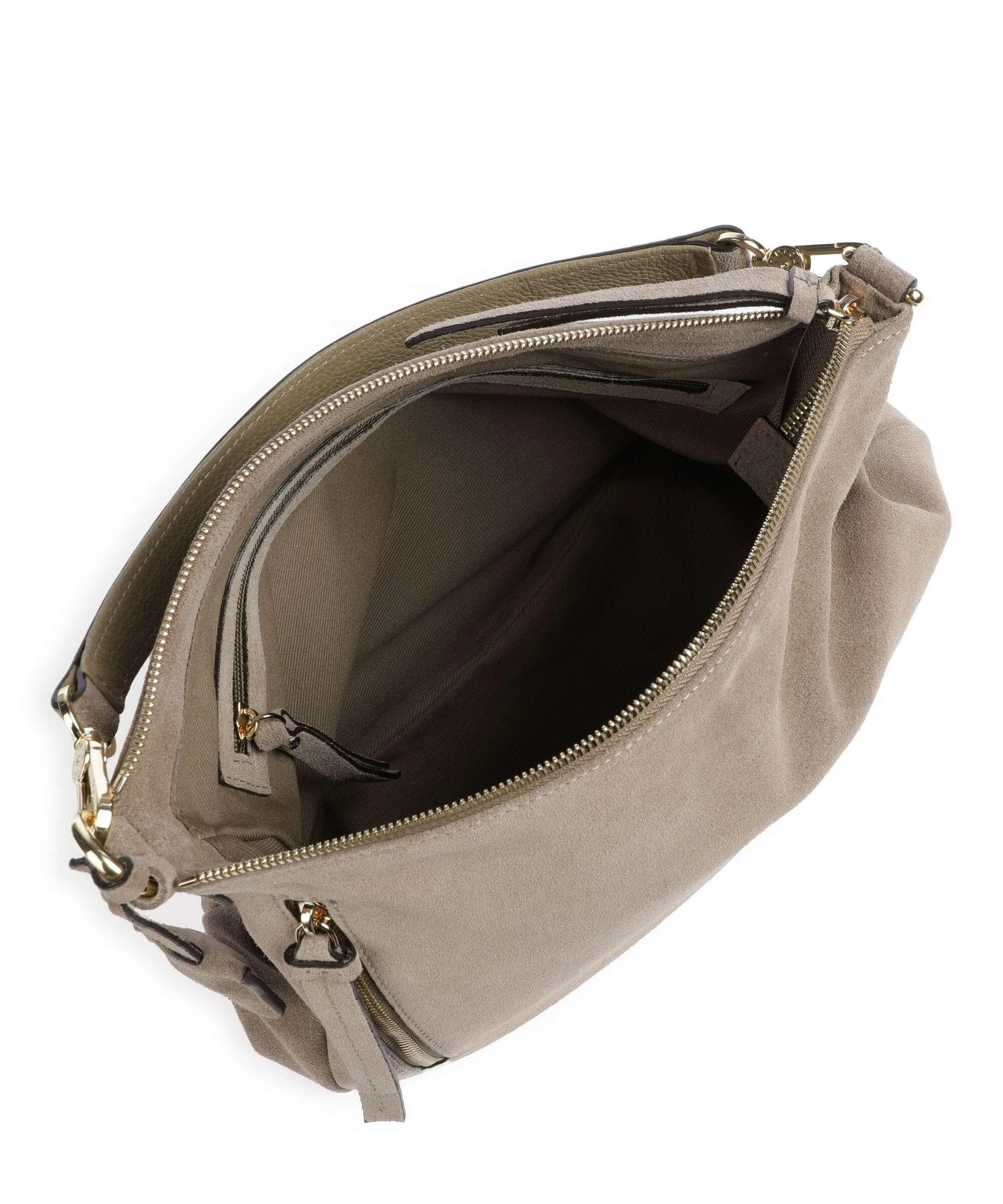  Abro Suede Juna Borsa hobo pelle bovina ruvida beige  