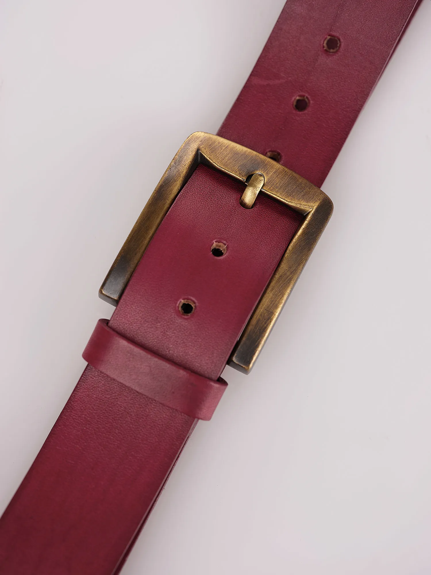 Adjustable Length Red Leather Belt