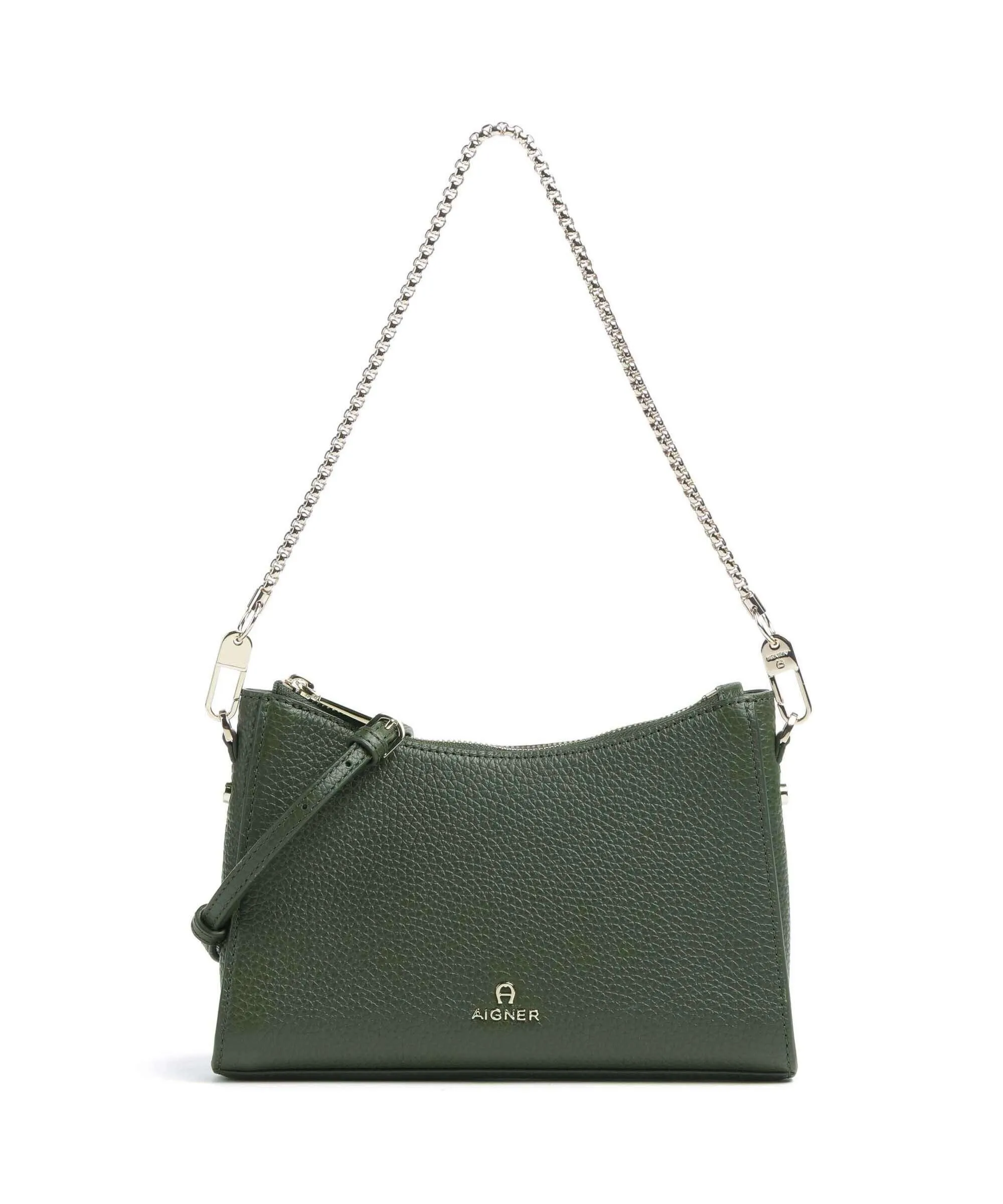  Aigner Ivy S Borsa a spalla pelle di vacchetta grana verde scuro  