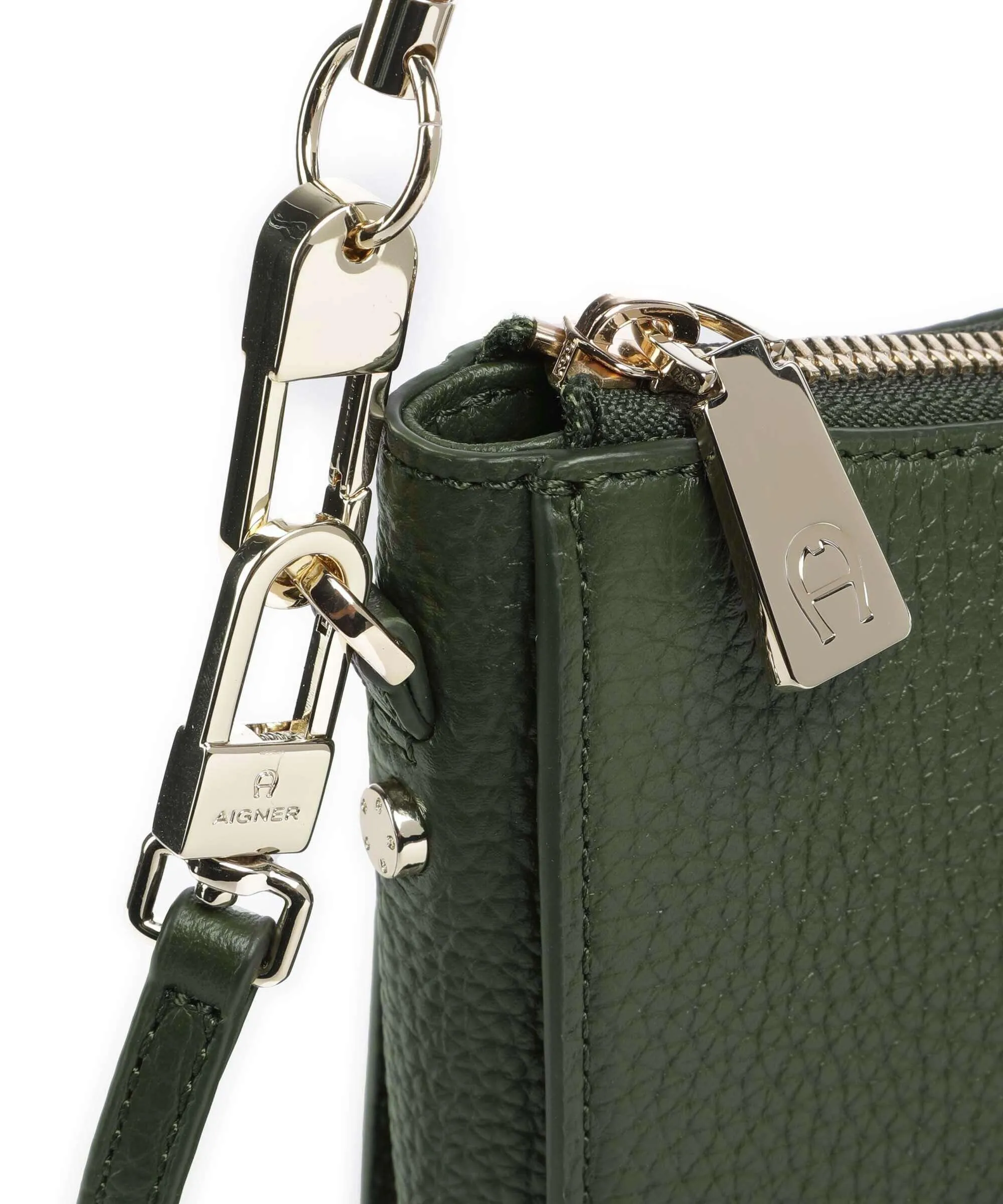  Aigner Ivy S Borsa a spalla pelle di vacchetta grana verde scuro  