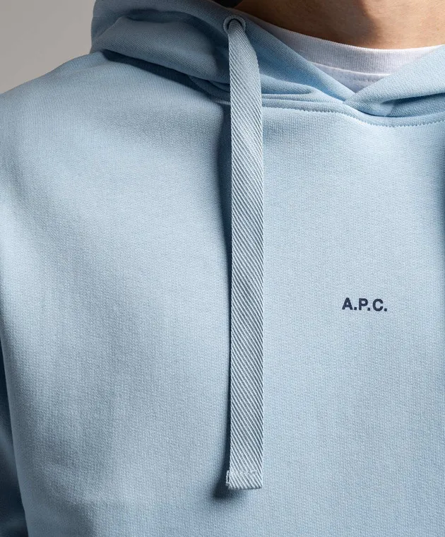 A.P.C Felpa con cappuccio con stampa logo Larry in blu COGWQH27622