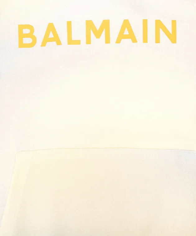 Balmain Felpa gialla con cappuccio da bambino con logo BS4Q50Z0081410