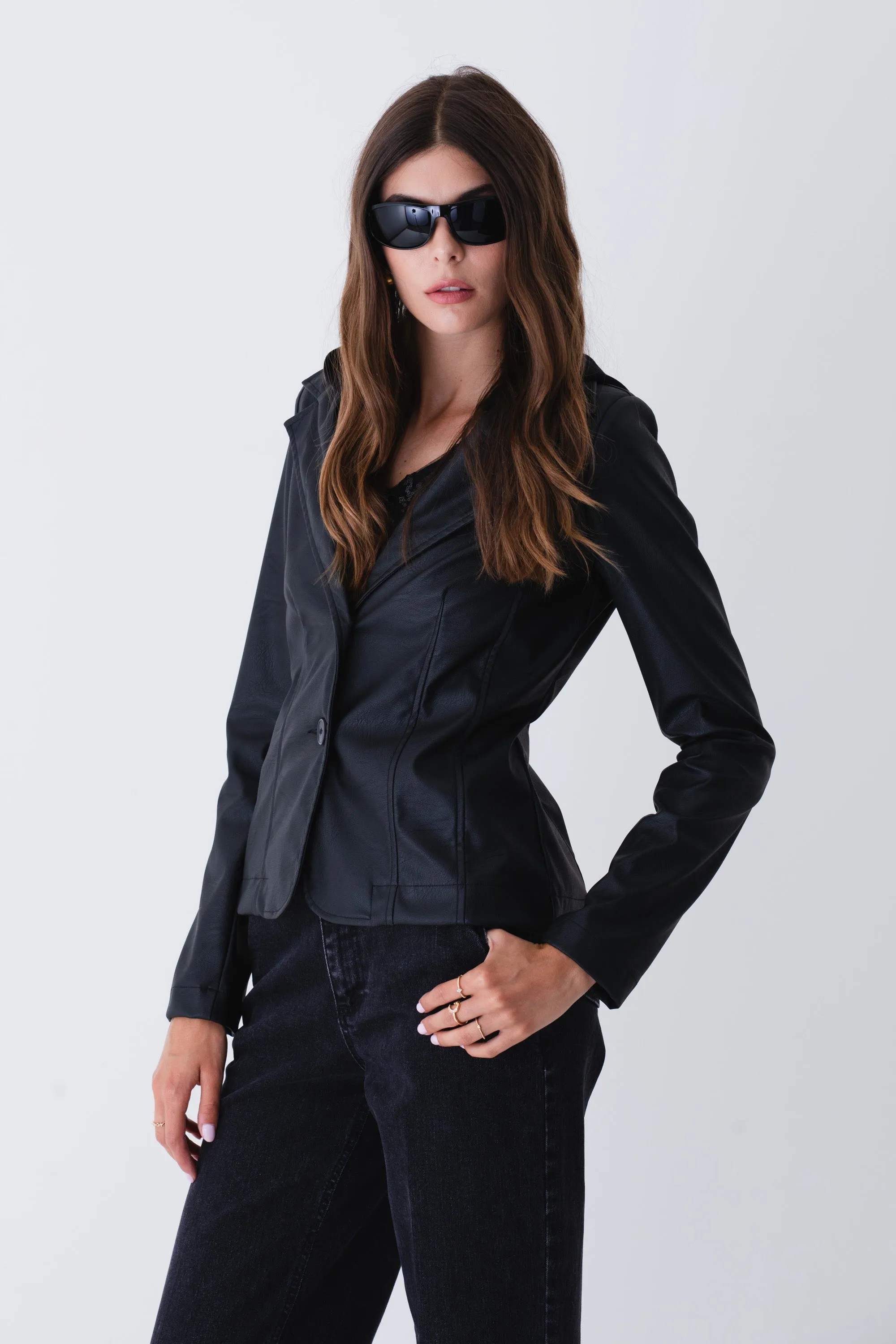 Blazer ad un petto in similpelle - FW25