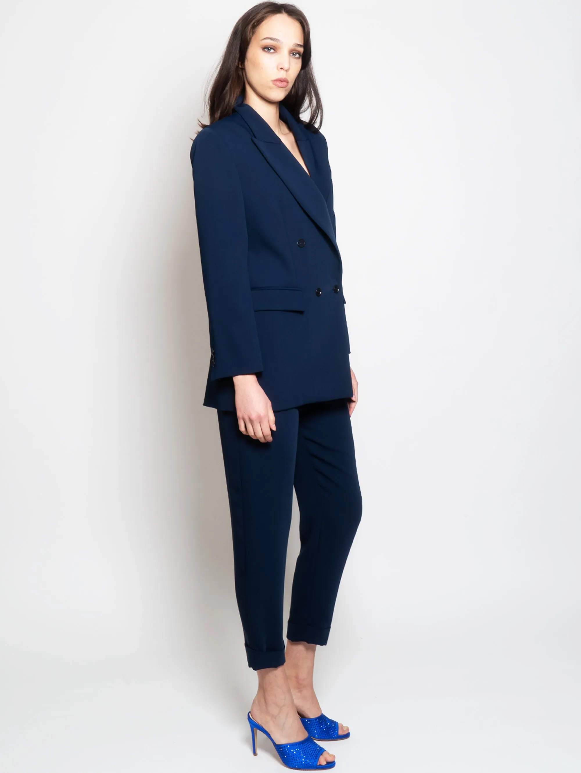 Blazer Doppio Petto in Cady Blu