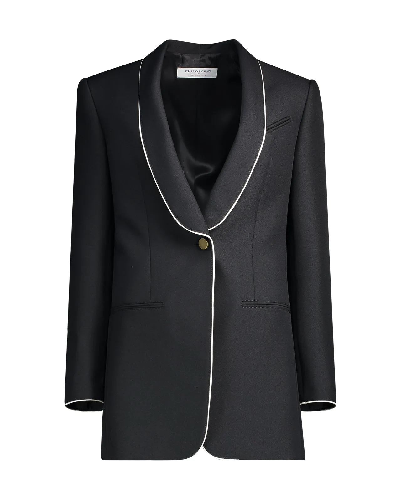 Blazer nero con bordo a contrasto