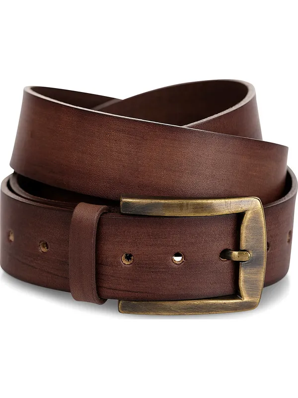 Casual Belt in Genuine Brown Leather with Metal Buckle