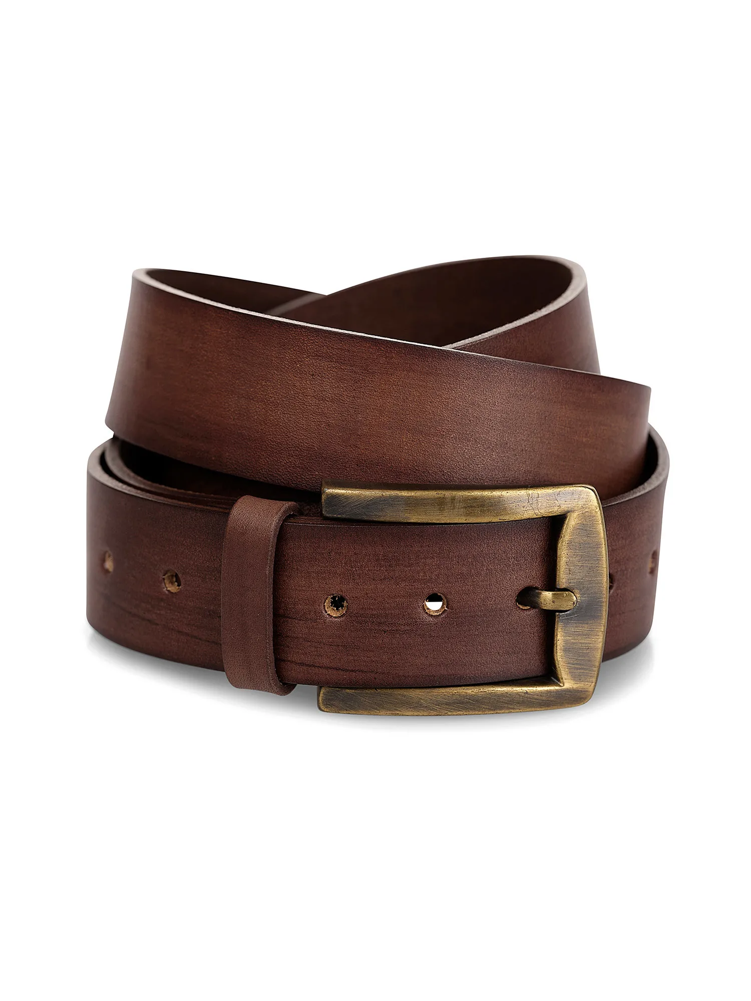 Casual Belt in Genuine Brown Leather with Metal Buckle