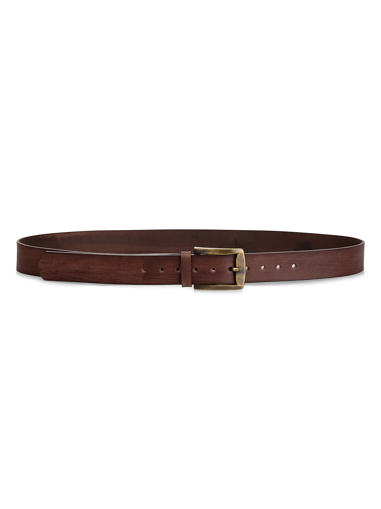 Casual Belt in Genuine Brown Leather with Metal Buckle