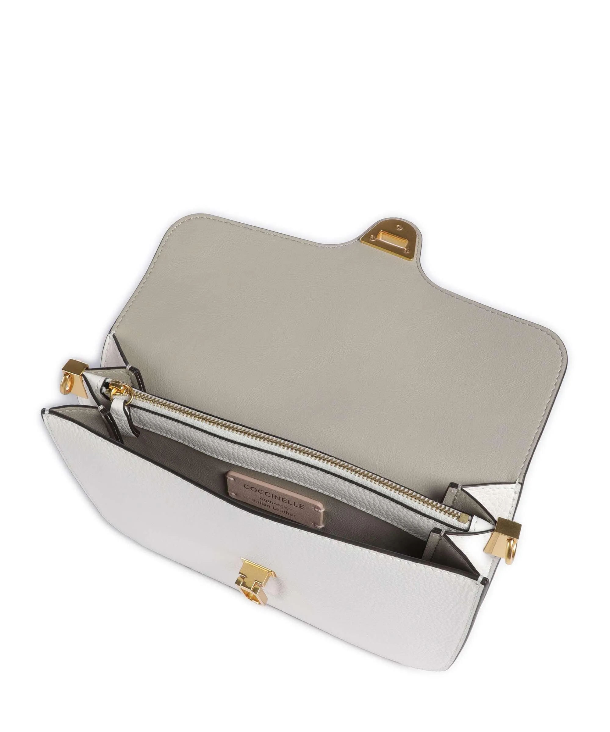  Coccinelle Beat Soft Ribbon Borsa a tracolla pelle di vacchetta grana bianco  