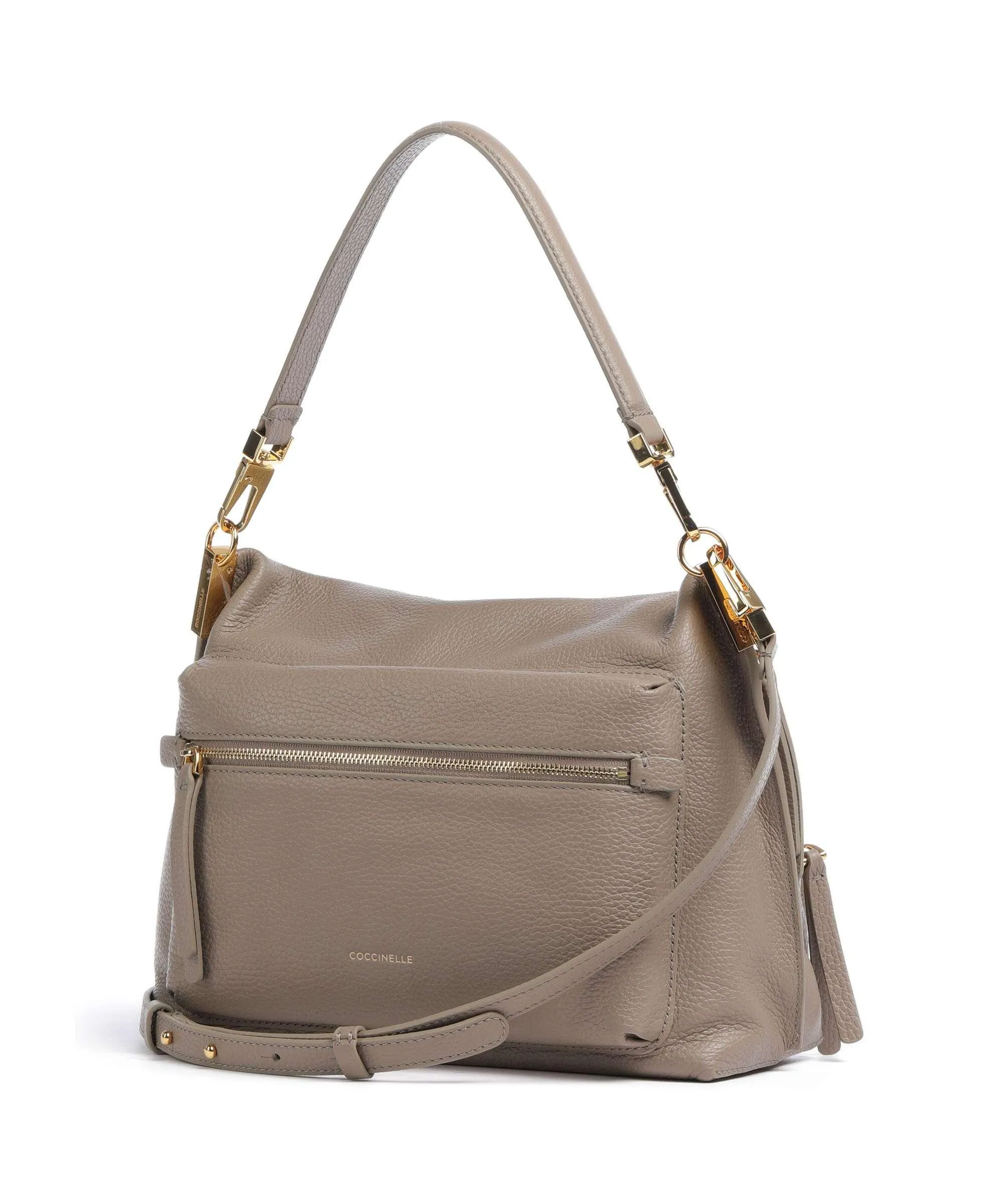  Coccinelle Hyle Borsa hobo pelle di vacchetta grana taupe  