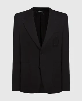 Dolce&Gabbana Blazer nero con toppa araldica G2RA6ZGF154