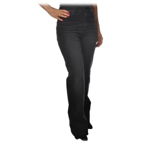 Dondup - Pantalone Modello Mabel a Vita Alta - Nero - Pantalone - Luxury Exclusive Collection