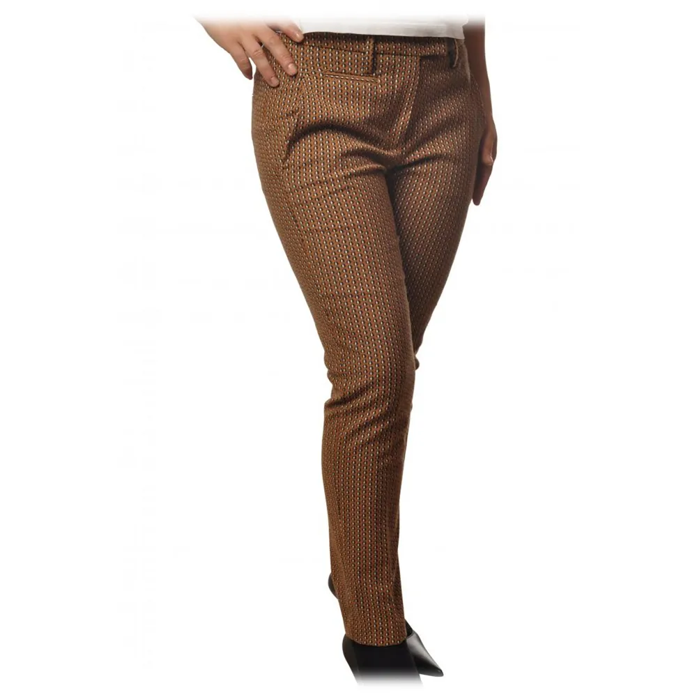 Dondup - Pantalone Modello Perfect in Tessuto Operato - Marrone - Pantalone - Luxury Exclusive Collection