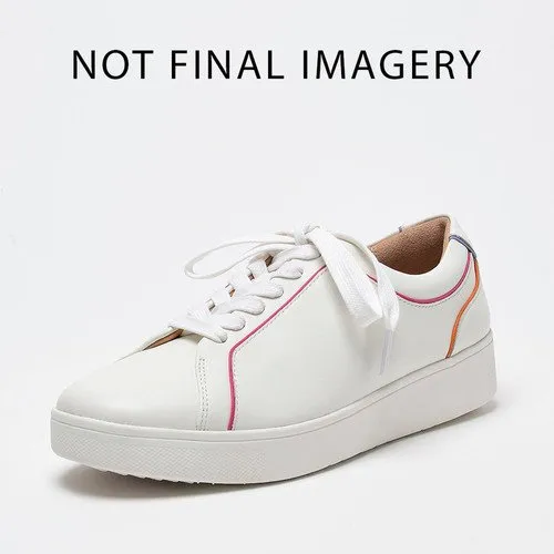 FitFlop RALLY PIPING LEATHER TRAINERS URBAN WHITE MIX