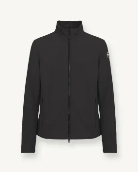 Giubbino nero in softshell stretch con chiusura a cerniera