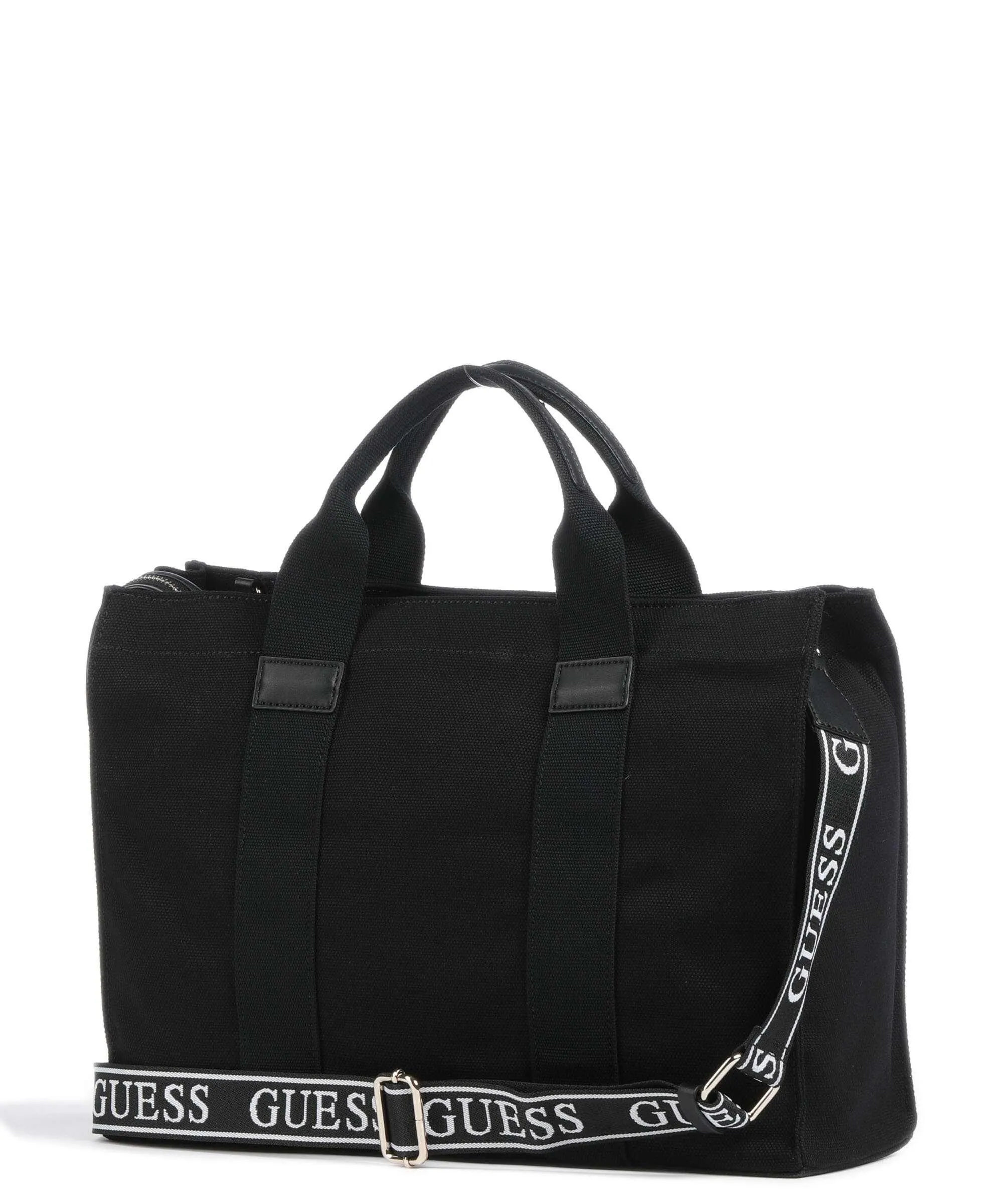  Guess Canvas Borsa a mano cotone nero  