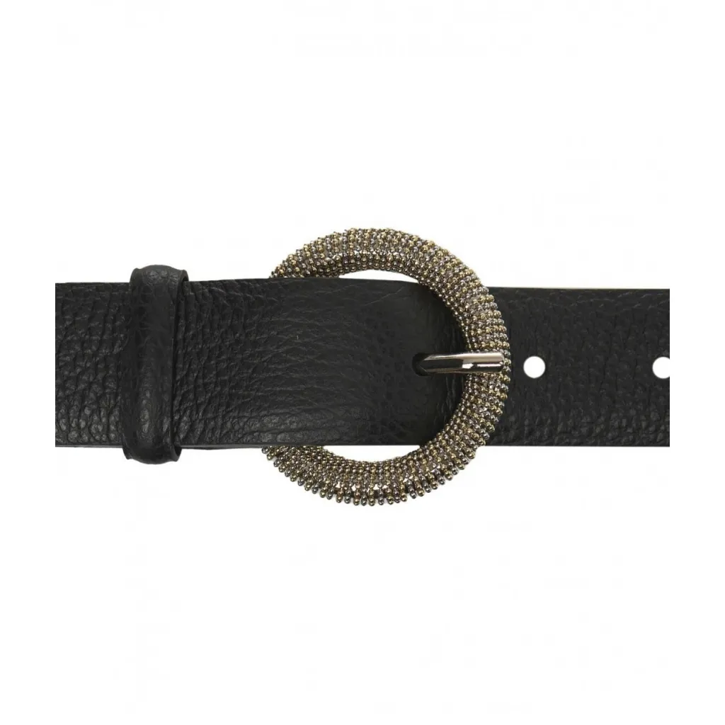 Leather belt with buckle nero