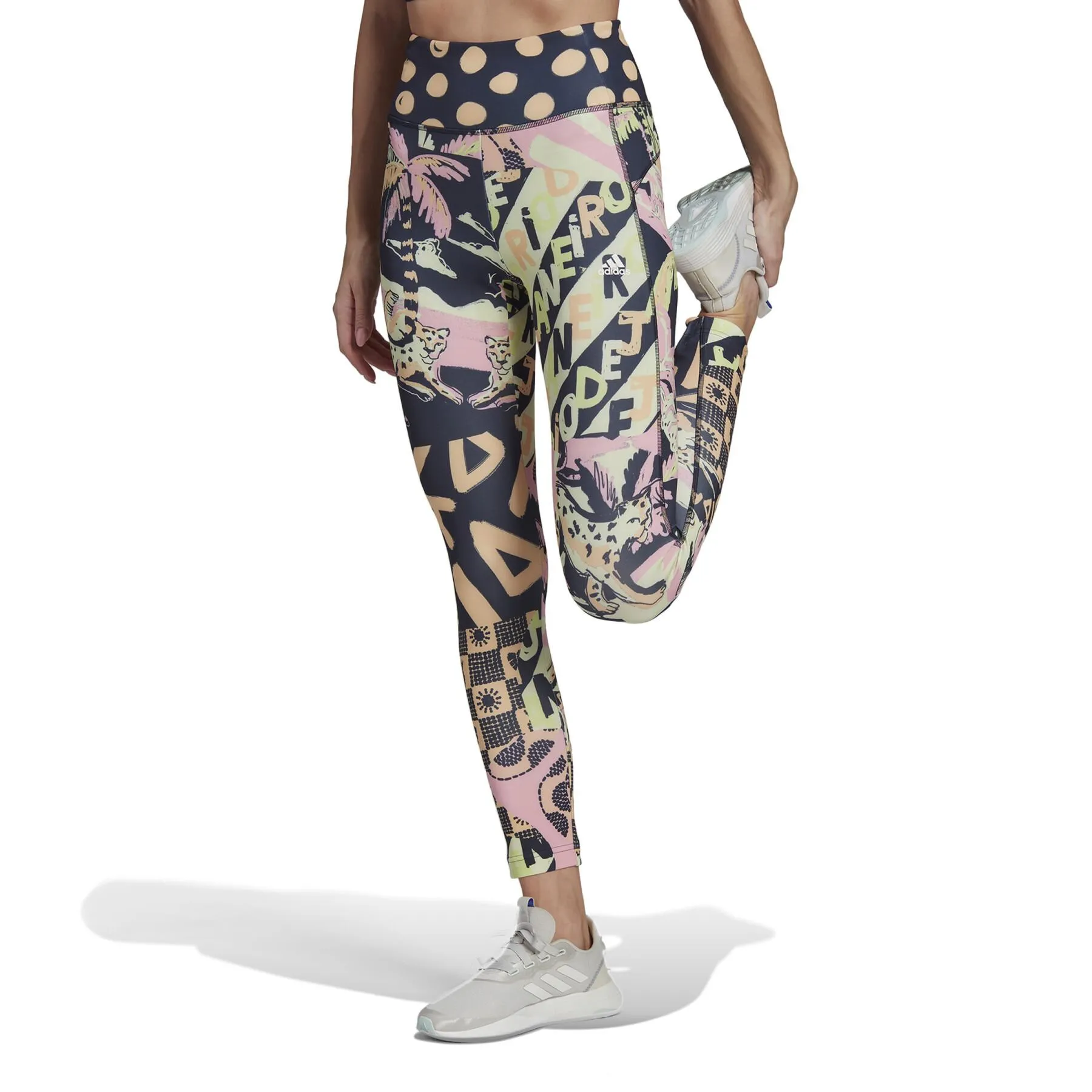 Leggings da donna adidas Farm Print Feel Brilliant Aeroready