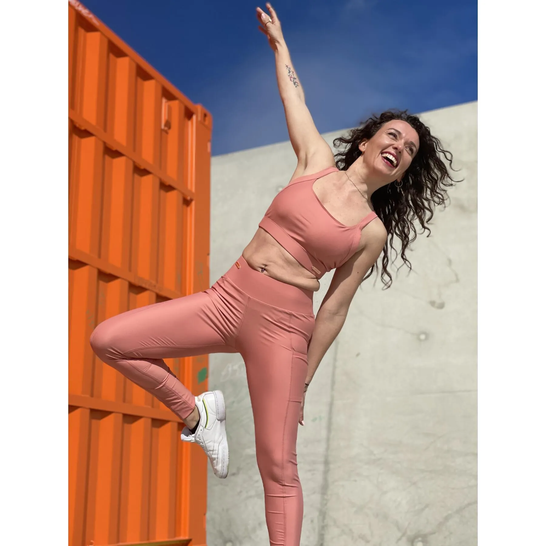 Leggings da donna Les Poulettes Fitness rose corail [Dimensione XL]