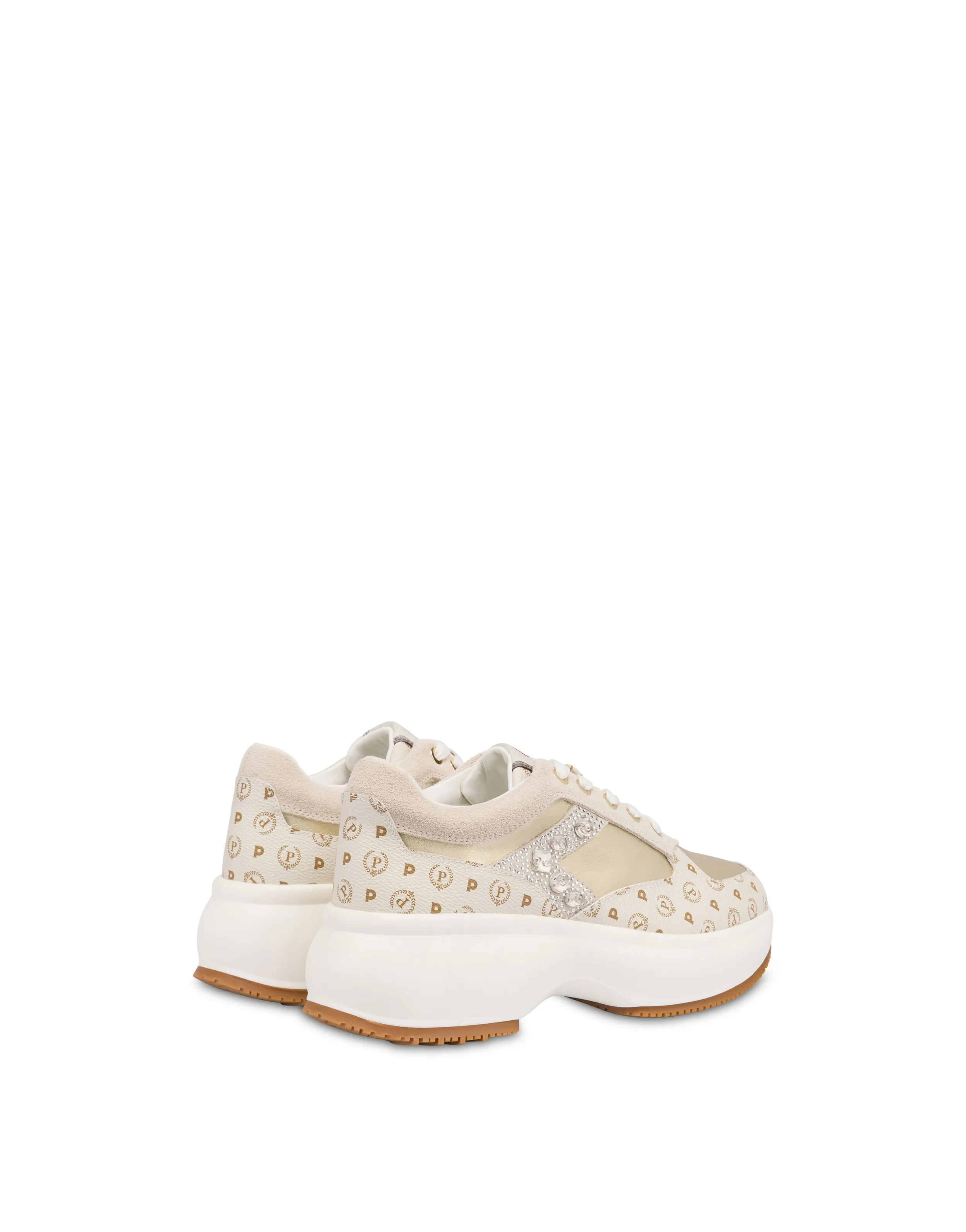     Linea Heritage Sneakers Con Pietre E Strass Forever Avorio/platino