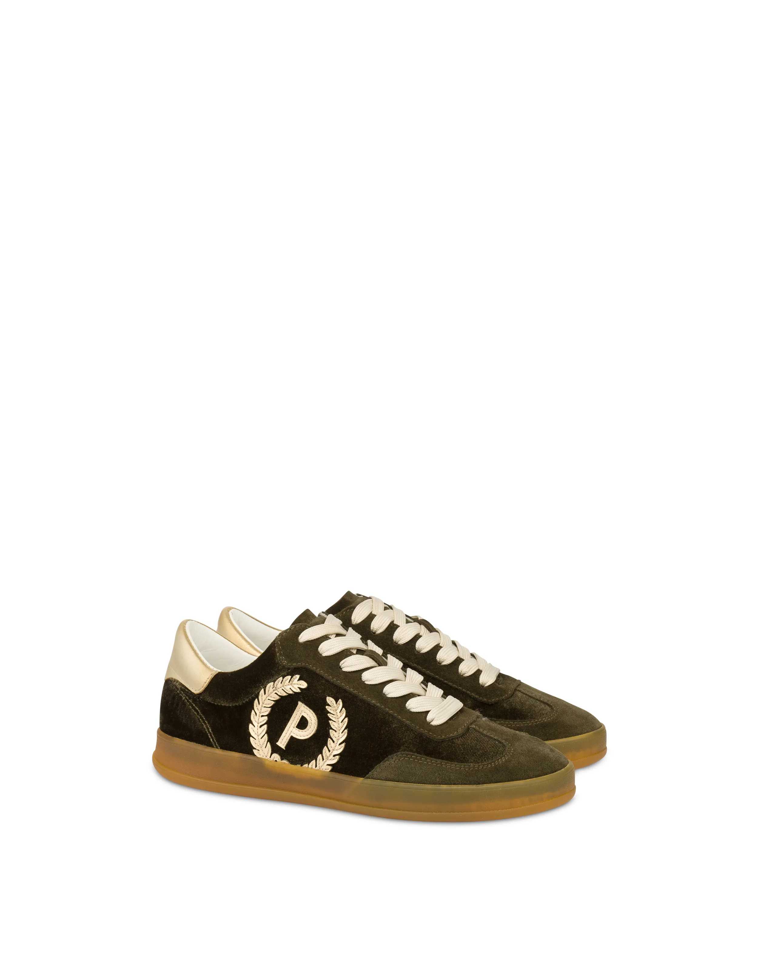     Linea Pollini Sneakers Effetto Velluto Con Dettagli Laminati Venus Tundra/tundra/oro