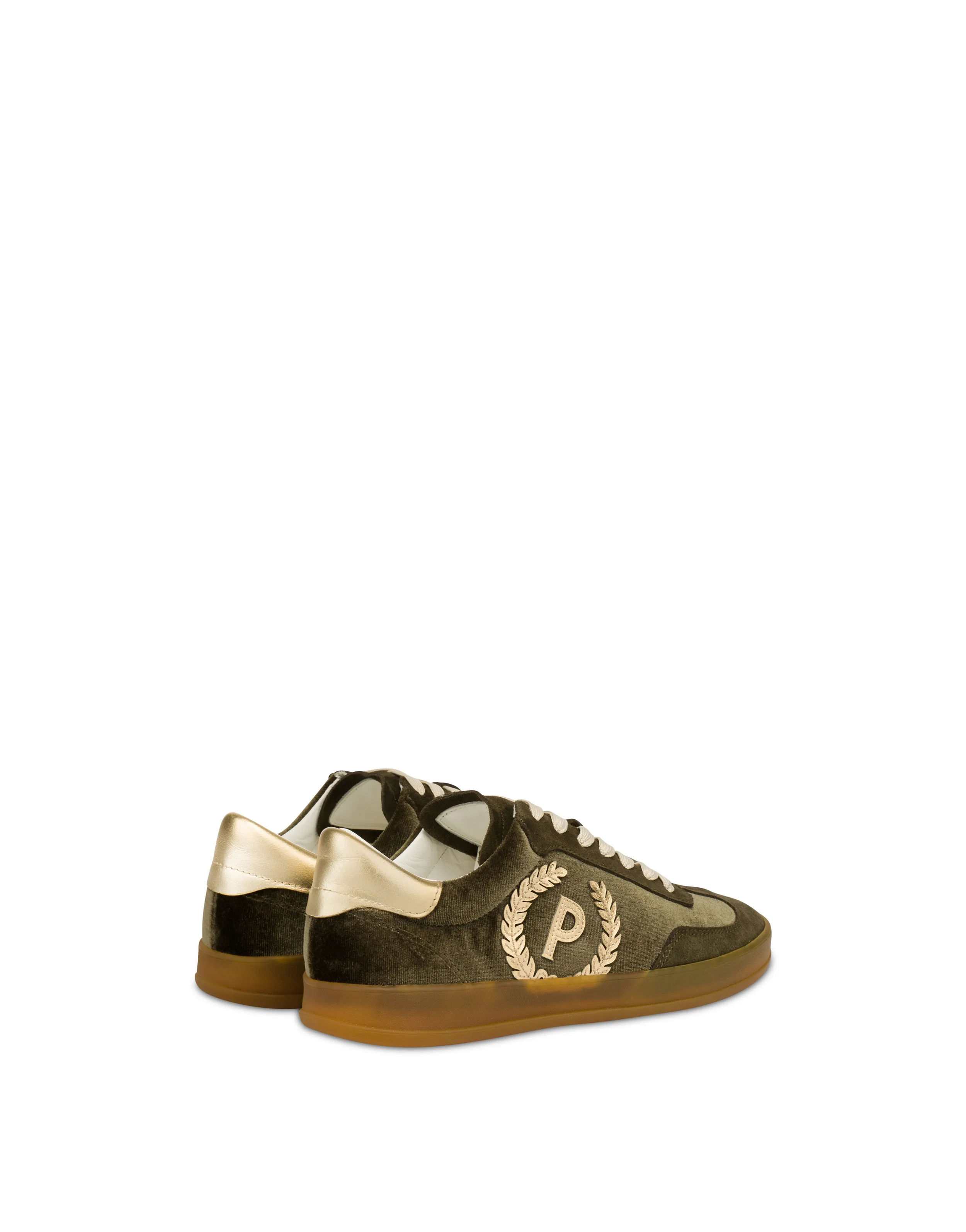     Linea Pollini Sneakers Effetto Velluto Con Dettagli Laminati Venus Tundra/tundra/oro