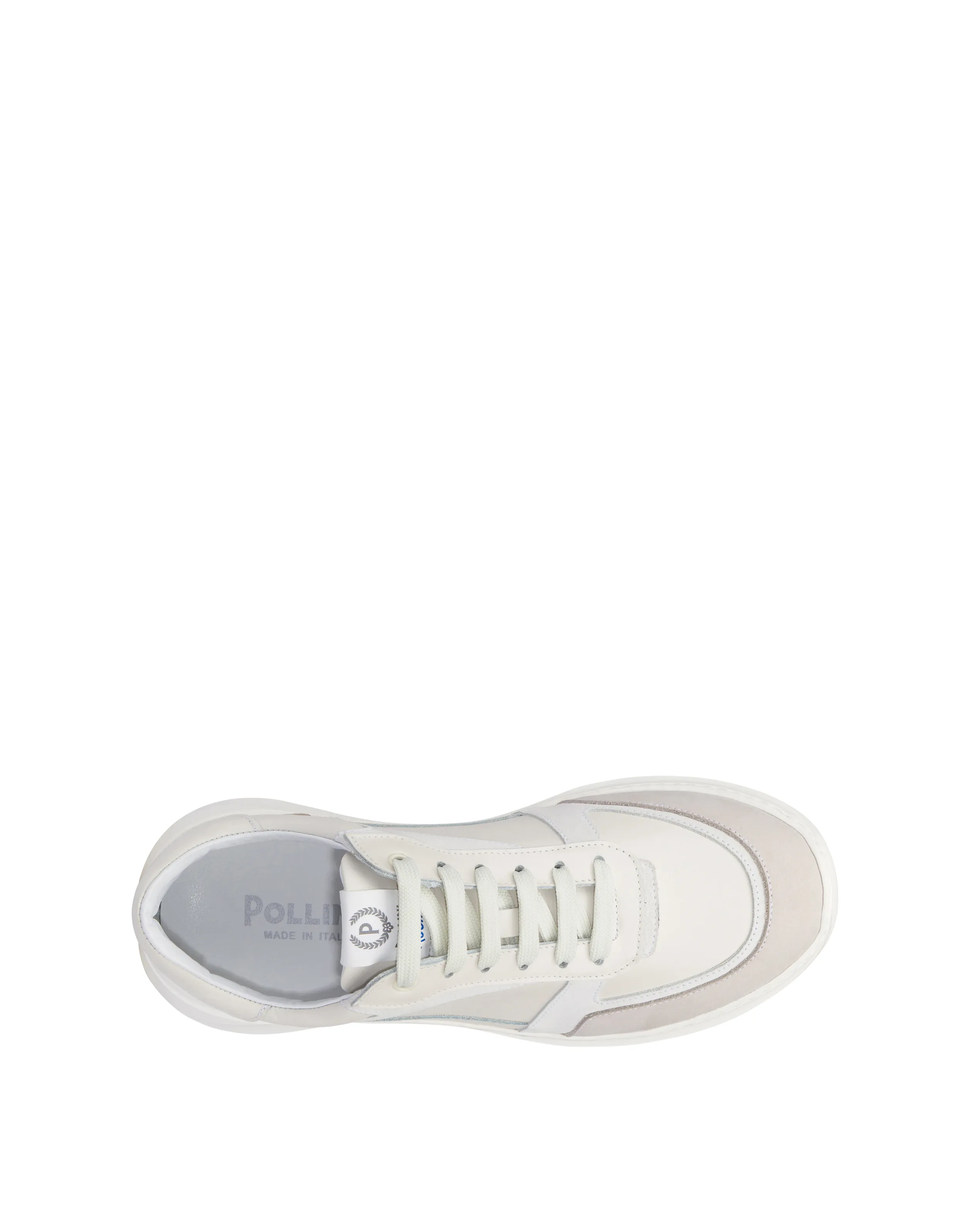     Linea Pollini Sneakers In Vitello, Nabuk E Crosta Roomy Avorio/perla/bianco/bianco/avorio