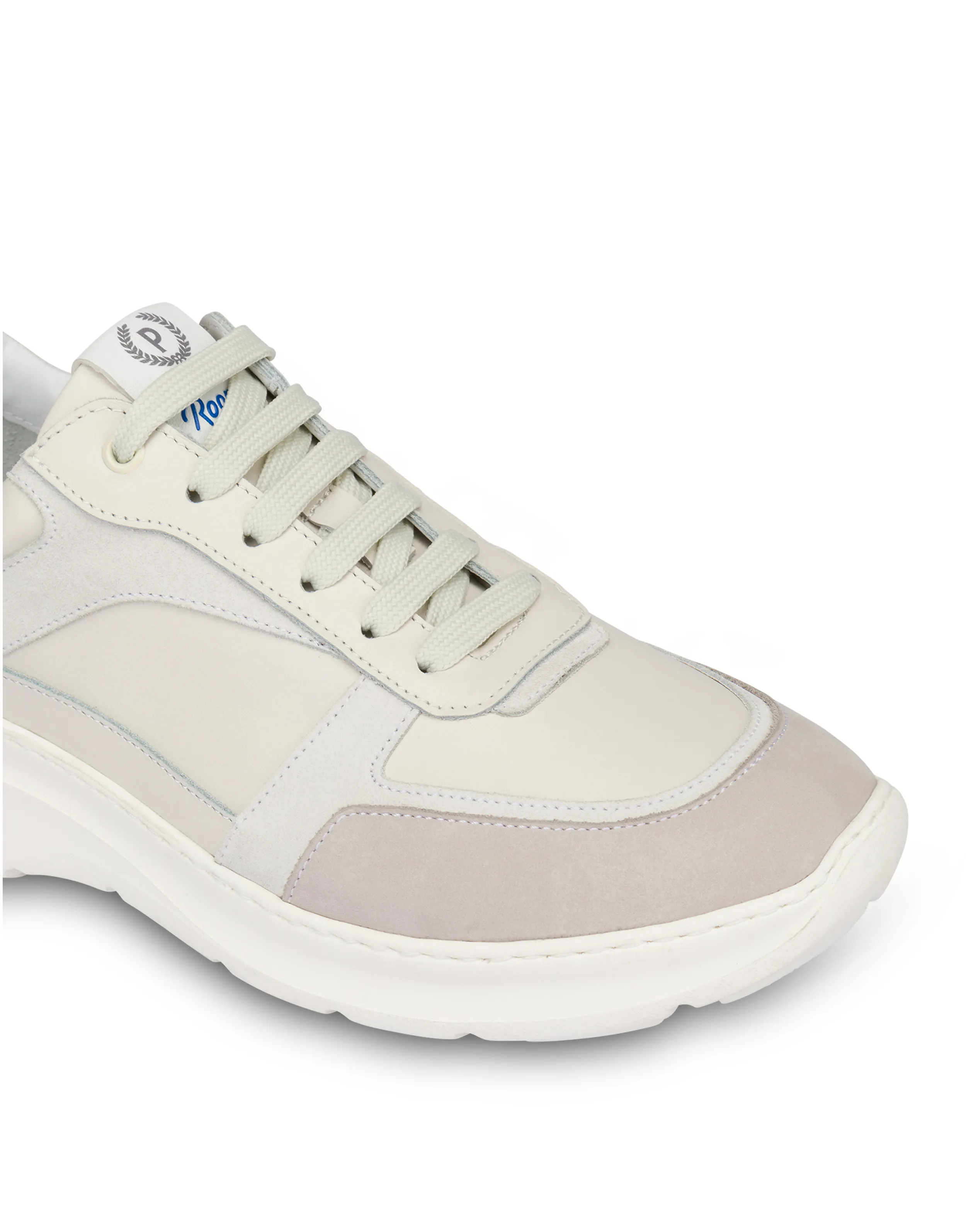     Linea Pollini Sneakers In Vitello, Nabuk E Crosta Roomy Avorio/perla/bianco/bianco/avorio