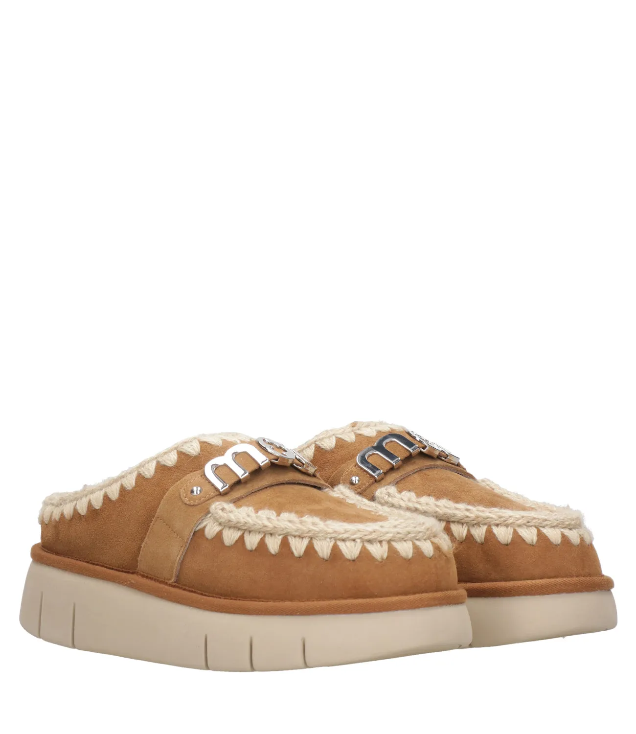 Mou | Sabot Bounce Clog Metal Logo Cognac