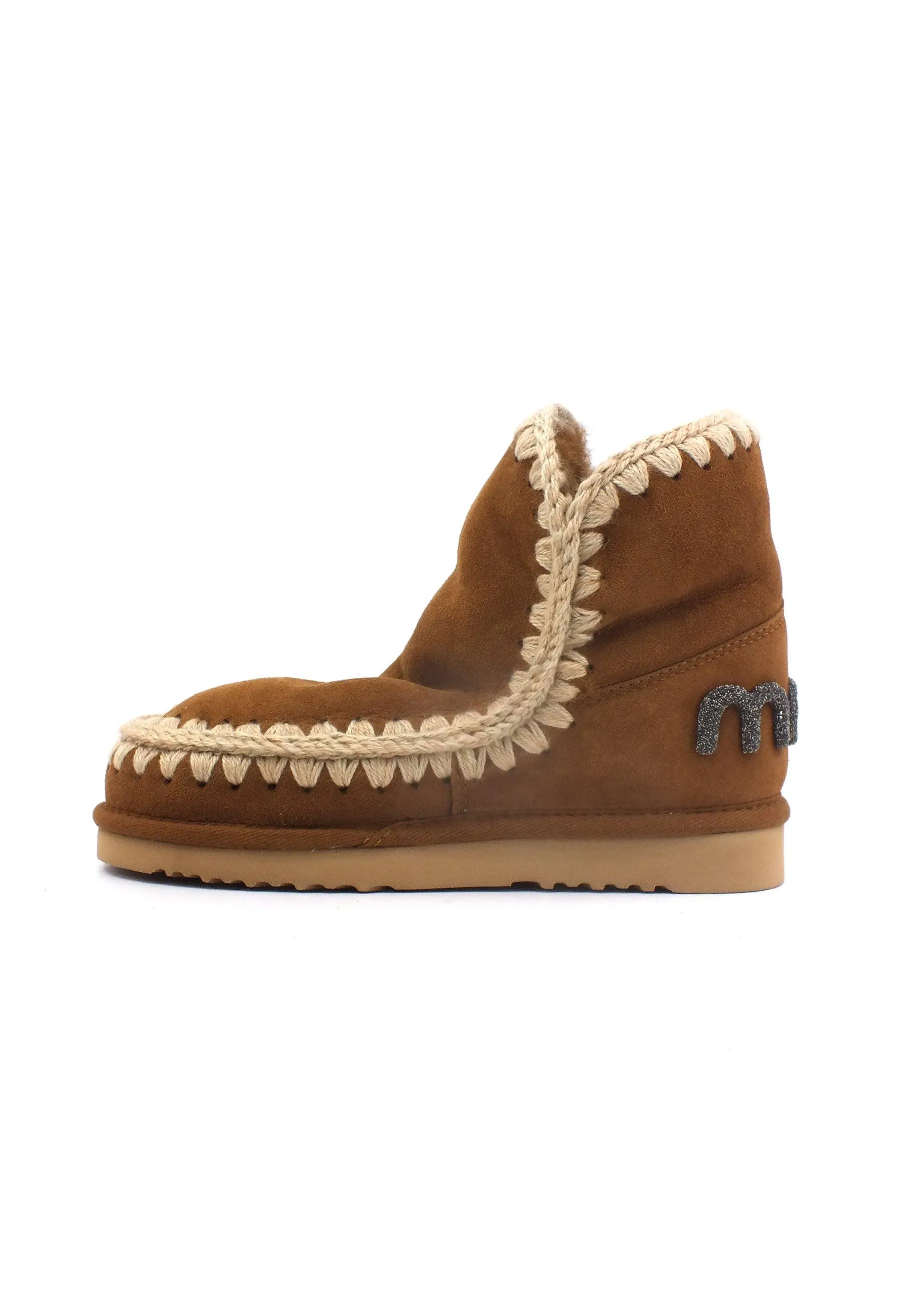 MOU Eskimo 18 Glitter Logo Stivaletto Pelo Donna Cognac Marrone MU.FW101050A