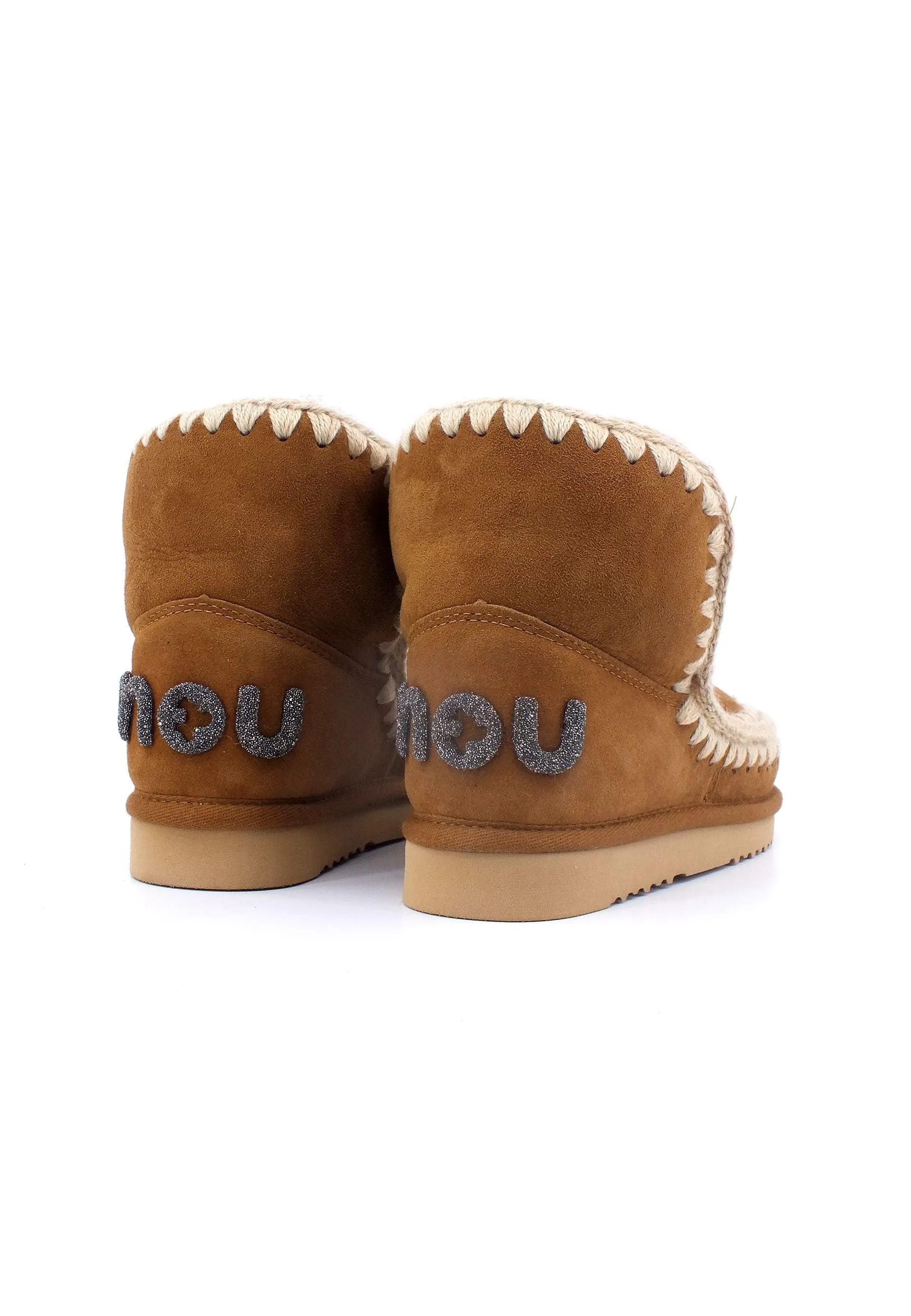 MOU Eskimo 18 Glitter Logo Stivaletto Pelo Donna Cognac Marrone MU.FW101050A