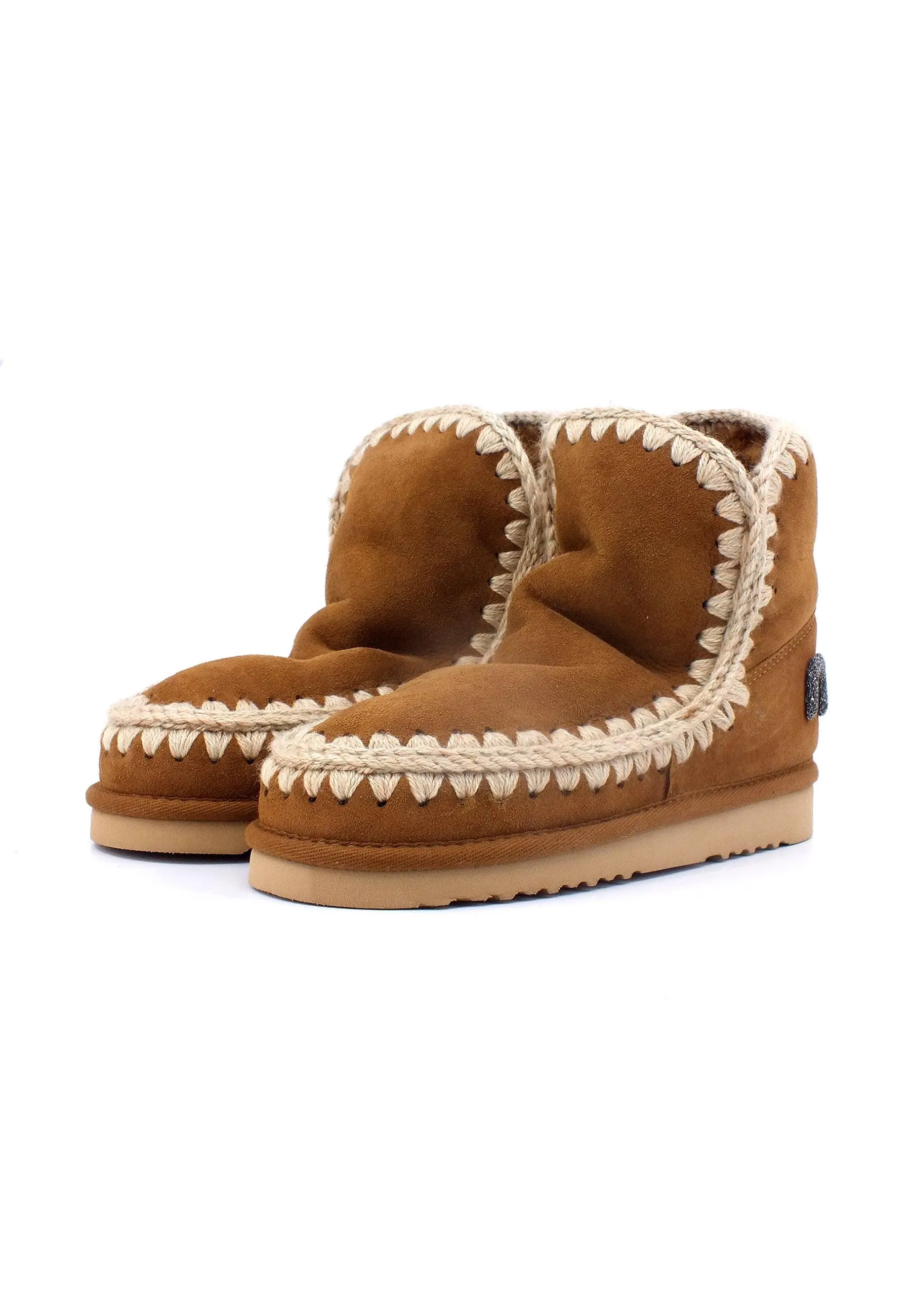 MOU Eskimo 18 Glitter Logo Stivaletto Pelo Donna Cognac Marrone MU.FW101050A