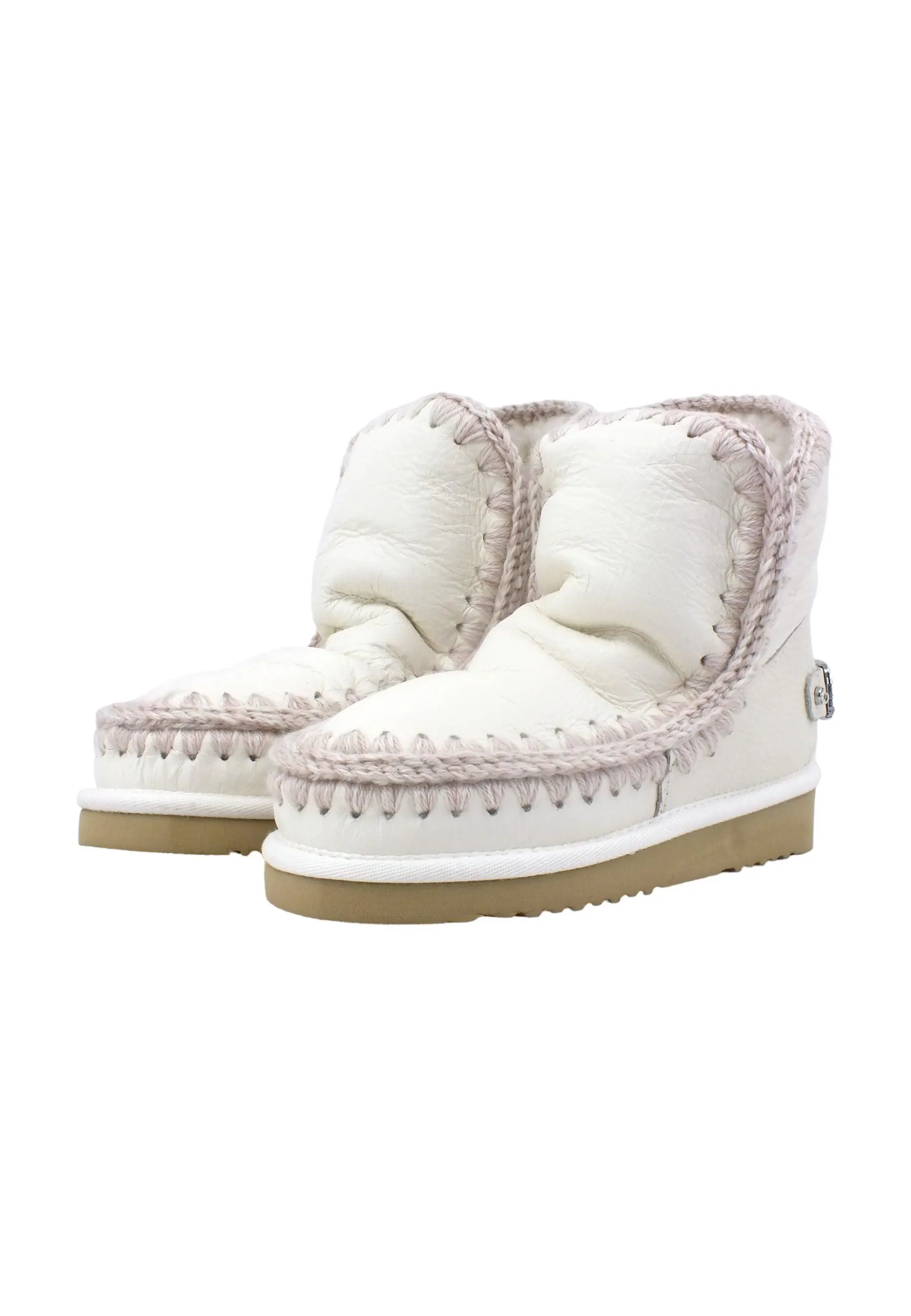 MOU Eskimo 18 Rhinestone Logo Stivaletto Pelo Donna Waxi White MU.FW101036C