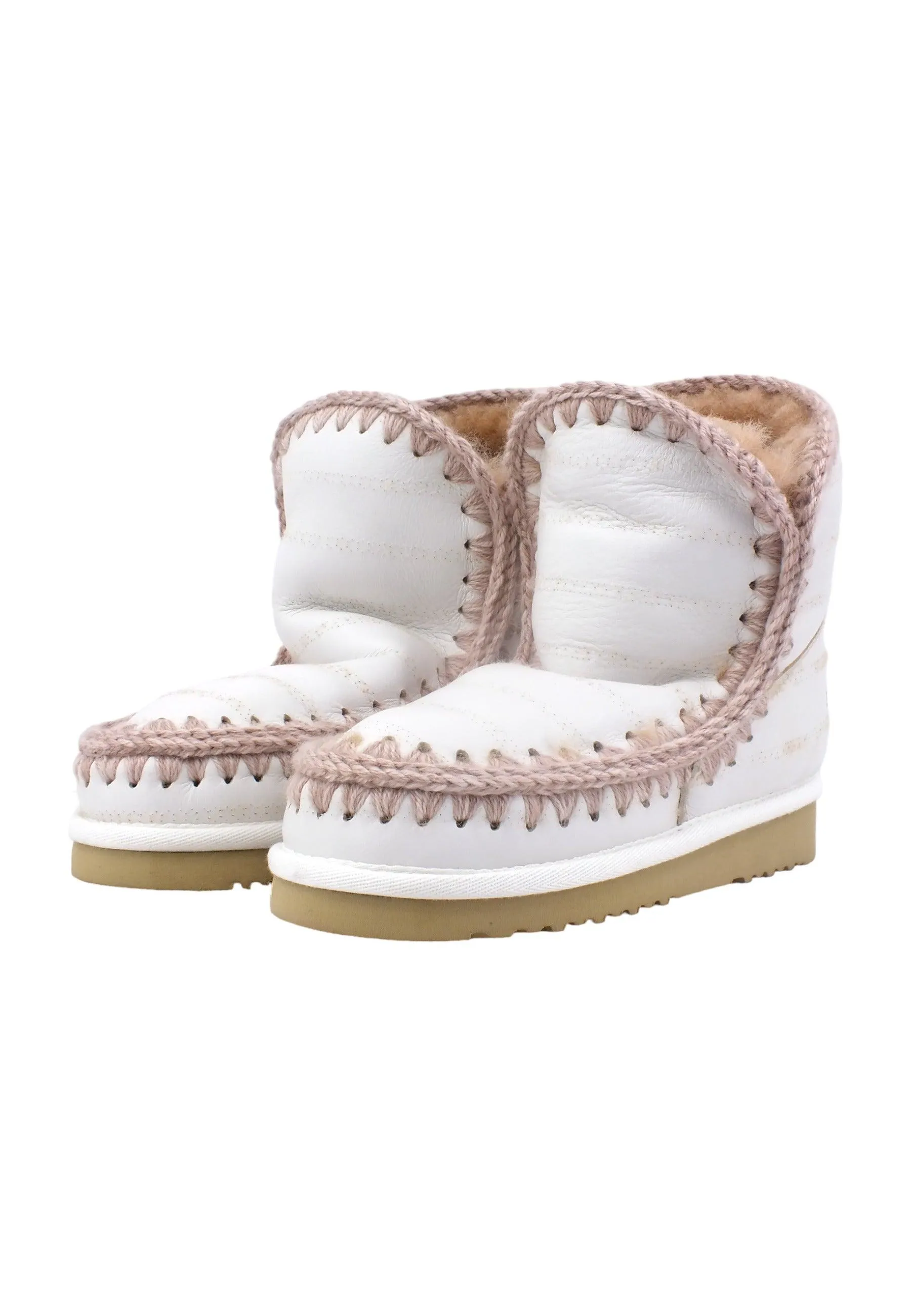 MOU Eskimo 18 Special Sheepskin Stivaletto Pelo Donna Wide Stripe Punched White MU.FW101111C