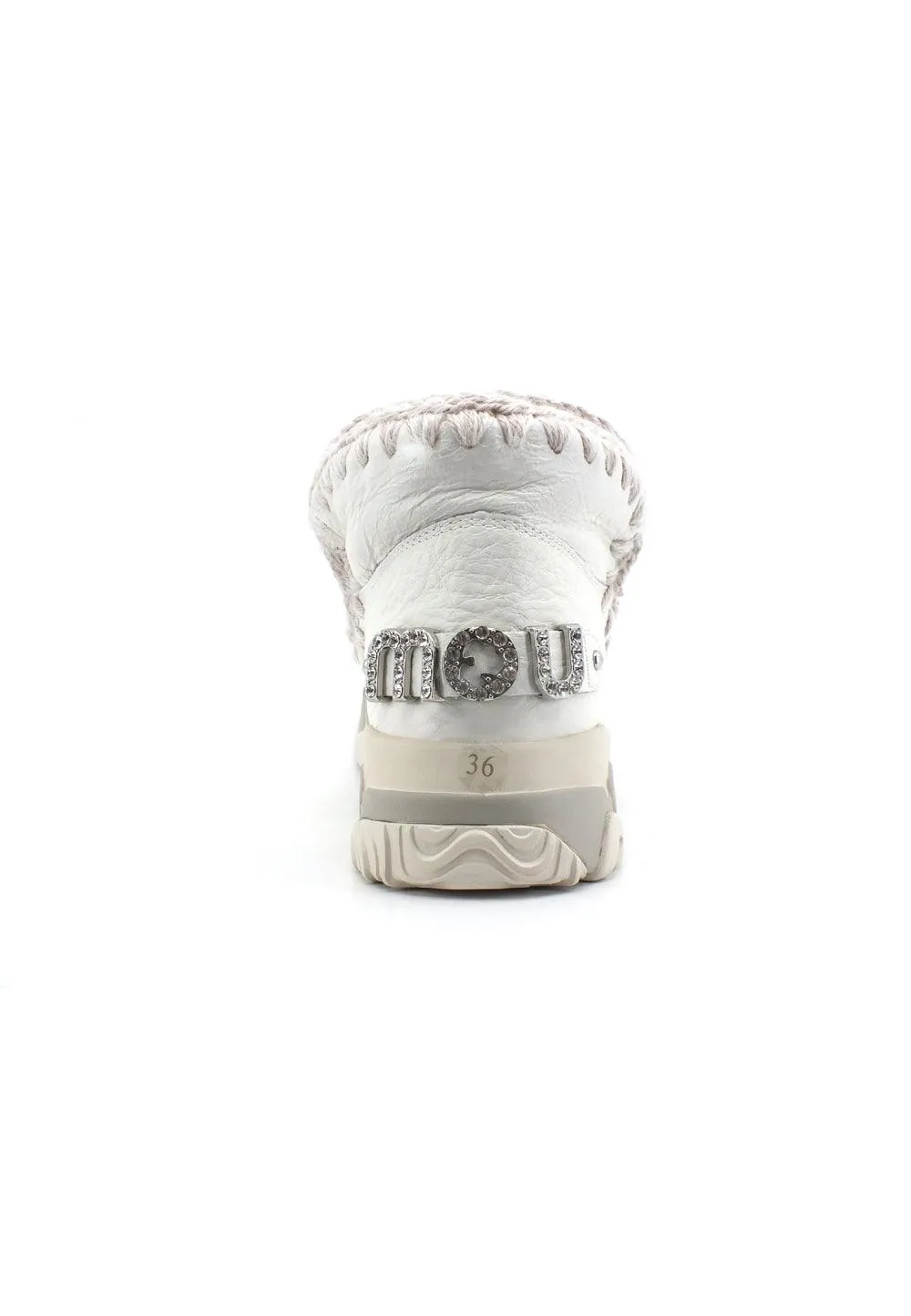 MOU Eskimo Trainer Rhinestone Stivaletto Pelo Waxi White