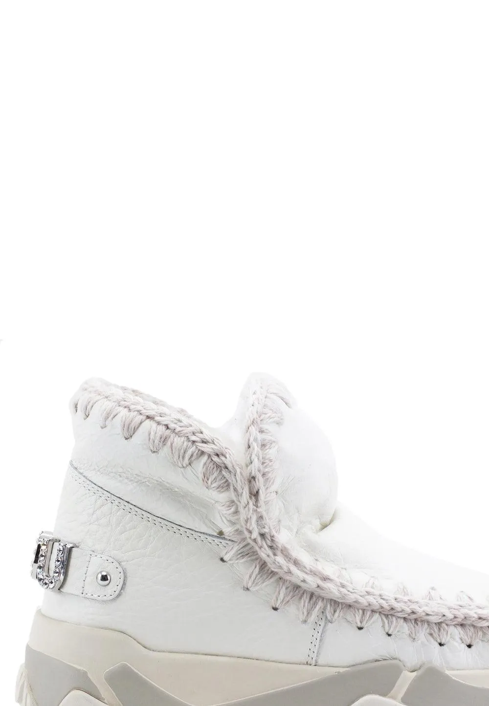 MOU Eskimo Trainer Rhinestone Stivaletto Pelo Waxi White