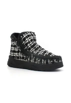 MOU Eskimo Trainer Stivaletto Pelo Donna Lurex Tweed Black MU.FW201022K