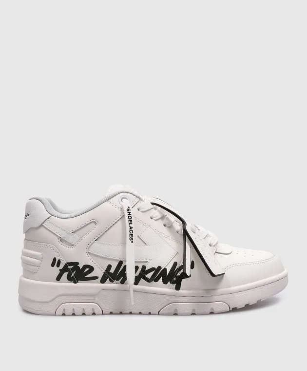 Off-White Sneakers OUT OF OFFICE in pelle bianca con stampa FOR WALKING OMIA189C99LEA012