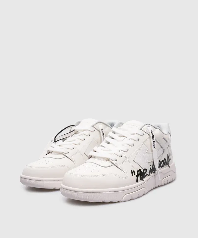 Off-White Sneakers OUT OF OFFICE in pelle bianca con stampa FOR WALKING OMIA189C99LEA012