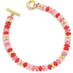 OPS OBJECTS Bracciale acciaio gold e perline rosa Ops Lolly