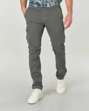 Pantalone cargo Santiago verde militare in gabardina di cotone stretch