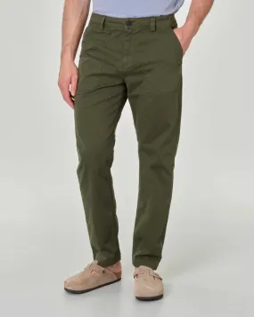 Pantalone fatigue verde scuro in cotone stretch