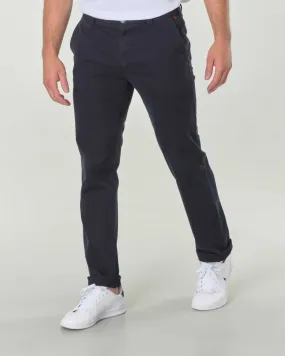 Pantalone Rio blu in piqué di cotone stretch a gamba dritta