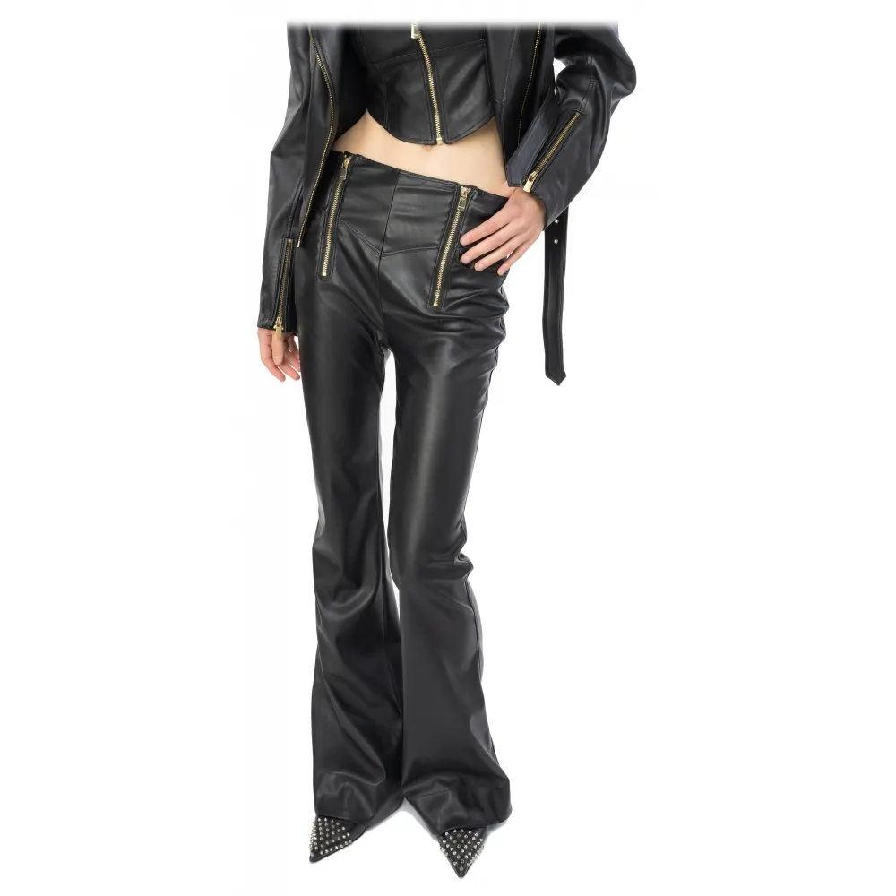 Pinko - Pantalone Flare Effetto Pelle - Nero - Pantalone - Made in Italy - Luxury Exclusive Collection