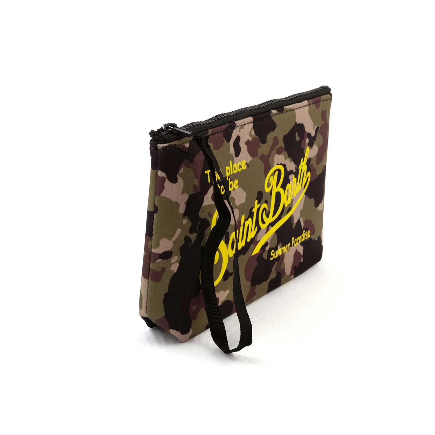 Pochette Aline Camouflage Militare Con Logo Giallo