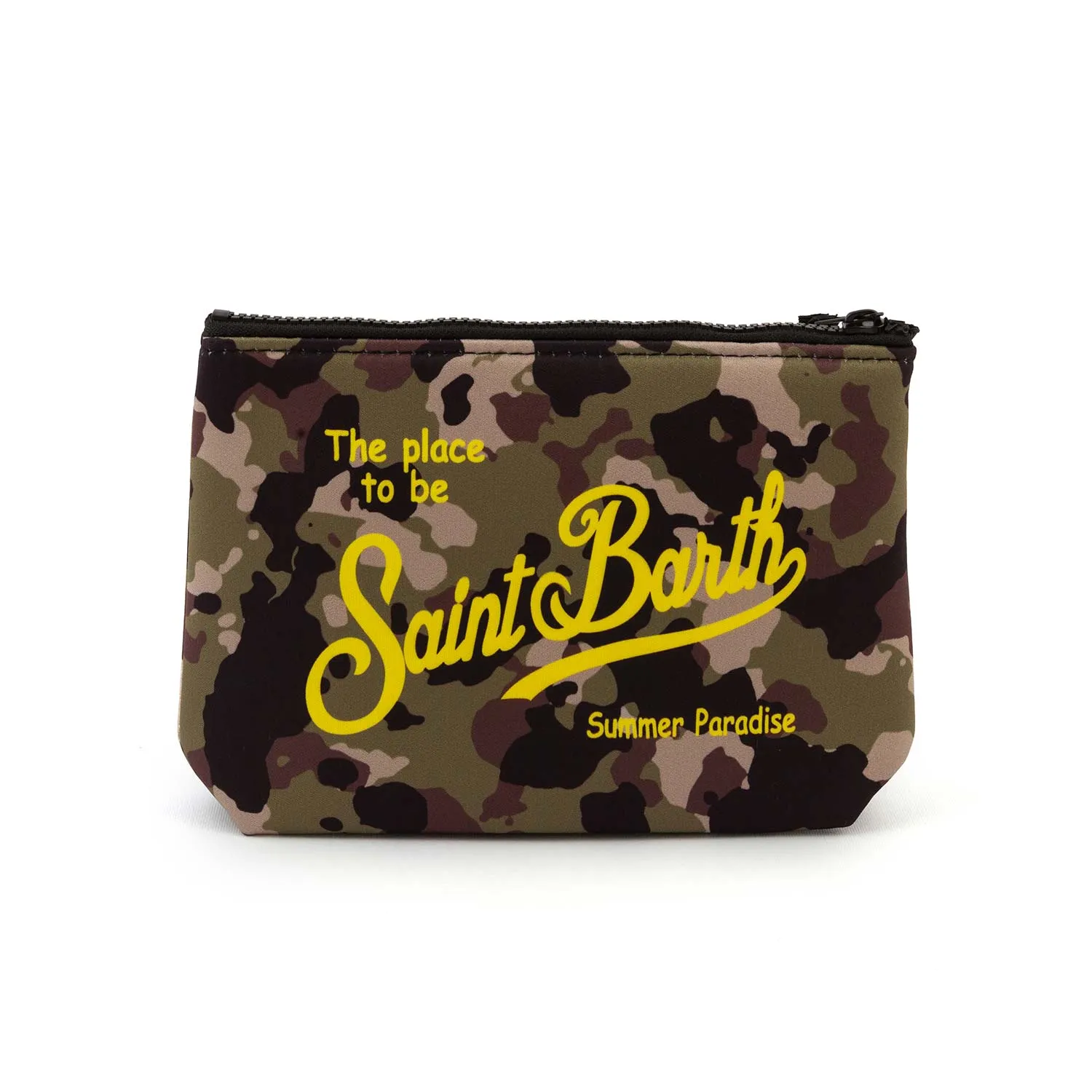 Pochette Aline Camouflage Militare Con Logo Giallo