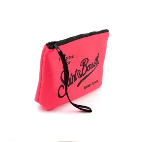 Pochette Aline Sponge Rosa Fluo Con Loghi Neri