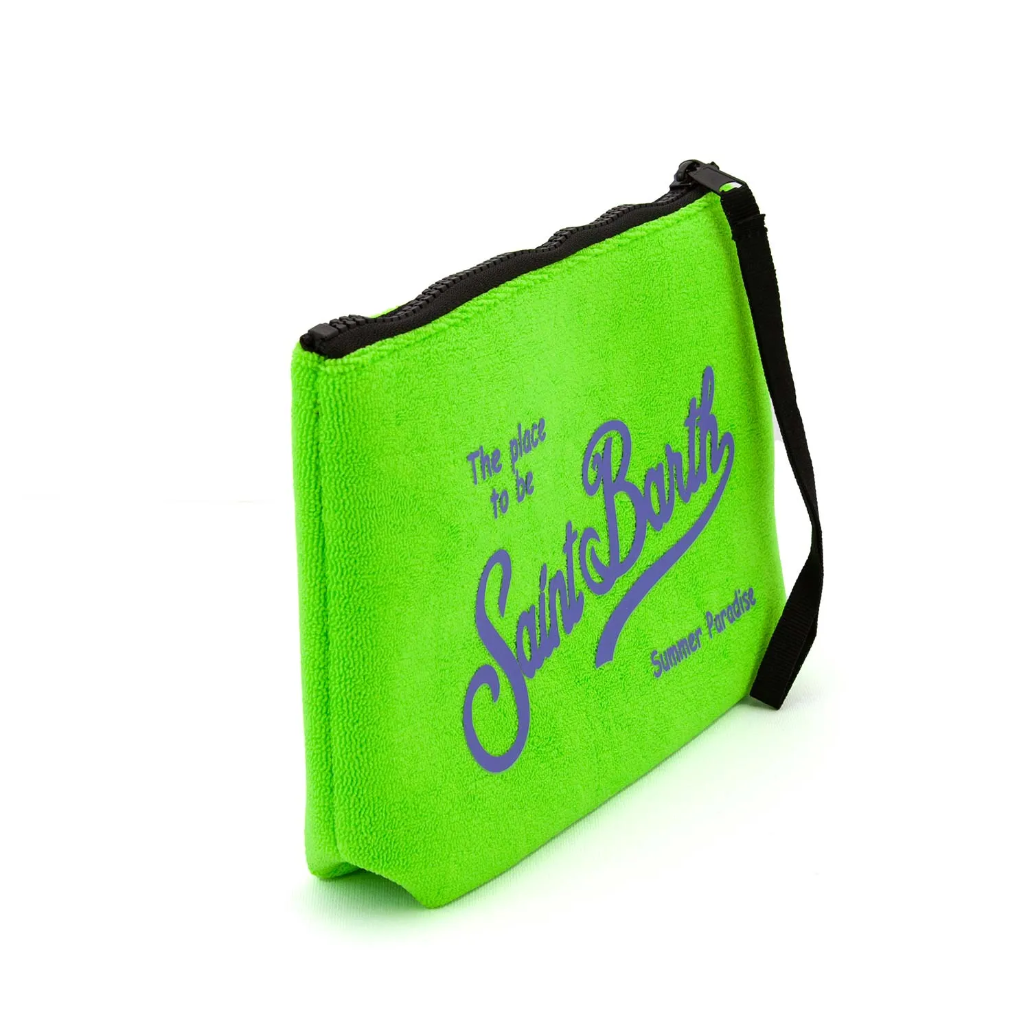 Pochette Aline Sponge Verde Fluo Con Loghi Viola